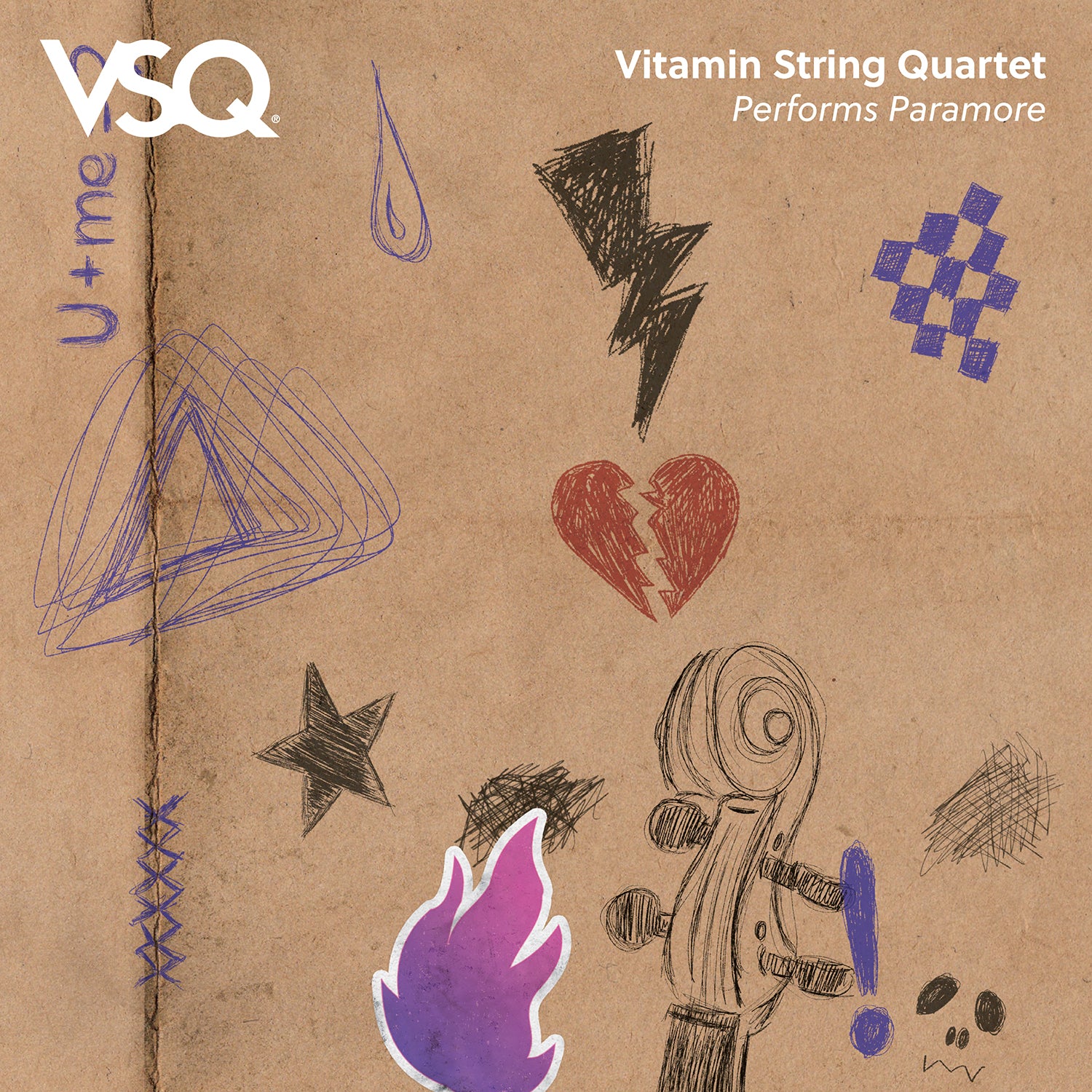 hand drawn album art for vitamin string quartet paramore vinyl lp