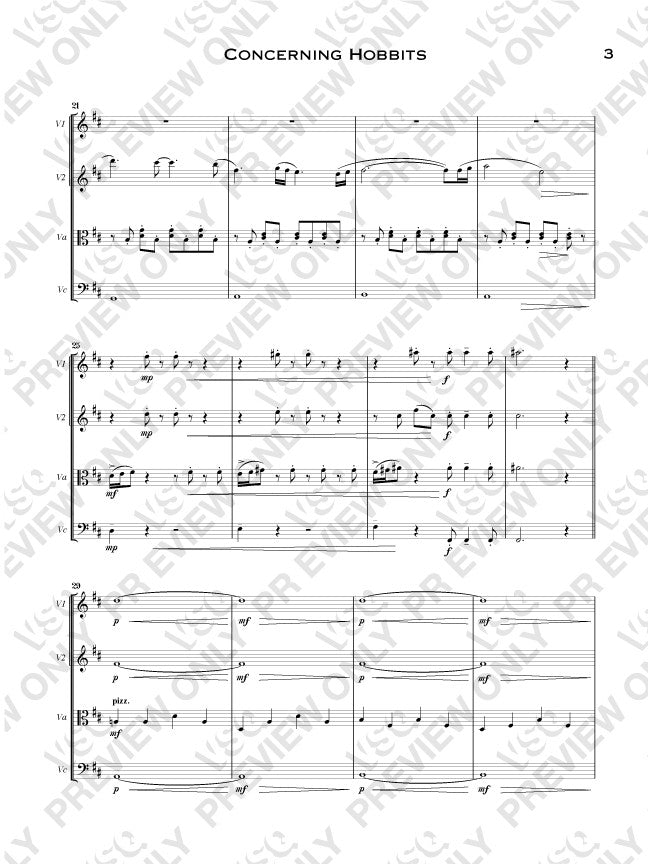 Concerning Hobbits (from The Lord of the Rings) as Arranged for VSQ (Sheet Music)