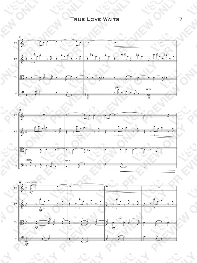 Radiohead's "True Love Waits" as Arranged for VSQ (Sheet Music)