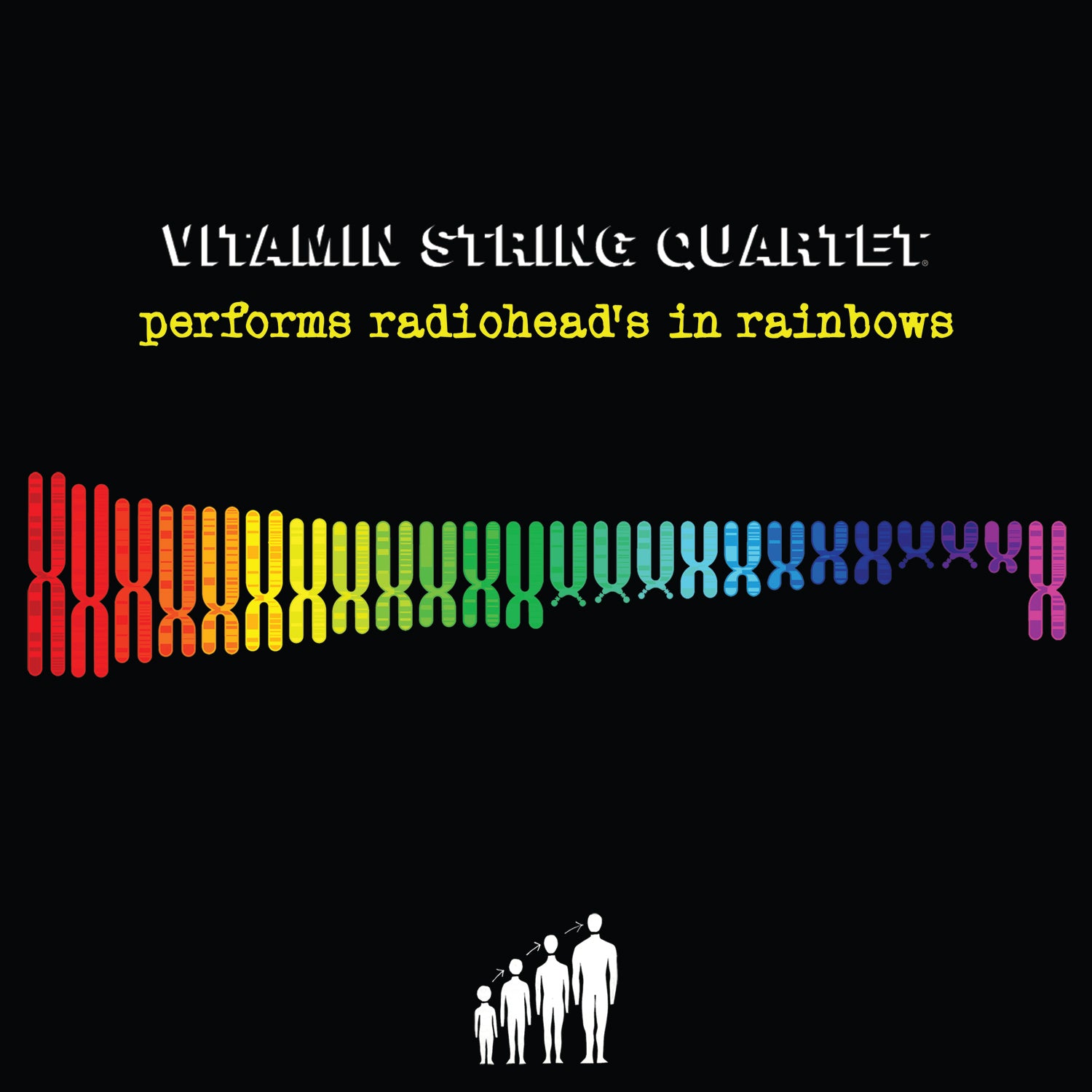 black and rainbow album art for VSQ's Radiohead cover of In Rainbows