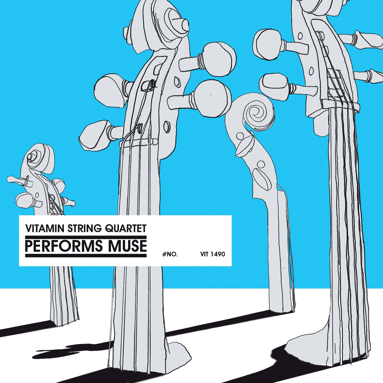 blue and white album art for muse instrumental covers by vitamin string quartet