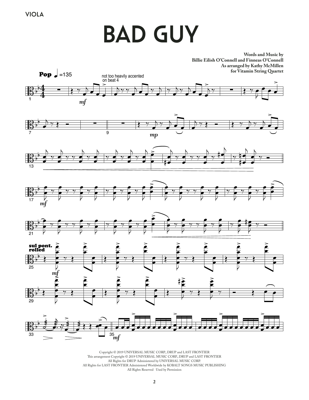 bad guy sheet music from vitamin string quartet - bridgerton cover